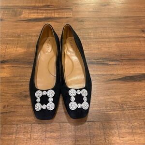 Talbots Whitley Crystal Suede Flats Black Women’s shoes size 8.5 EUC